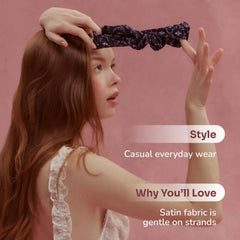 Wet Brush × Hill House Large Satin Scrunchie - Navy Trellis